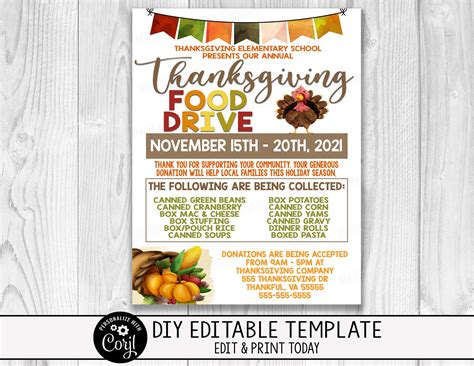 Thanksgiving Food Drive Poster