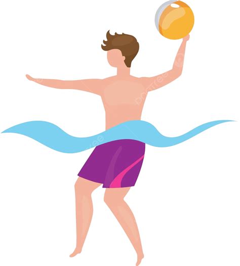 Vector Illustration Man Playing Volleyball In Water Sport Design Play