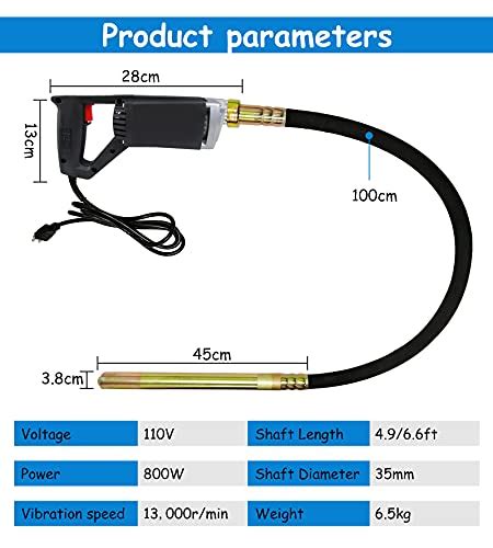 Power Concrete Vibrator Hand Held 13000 VPM 110V 800W Electric Concrete