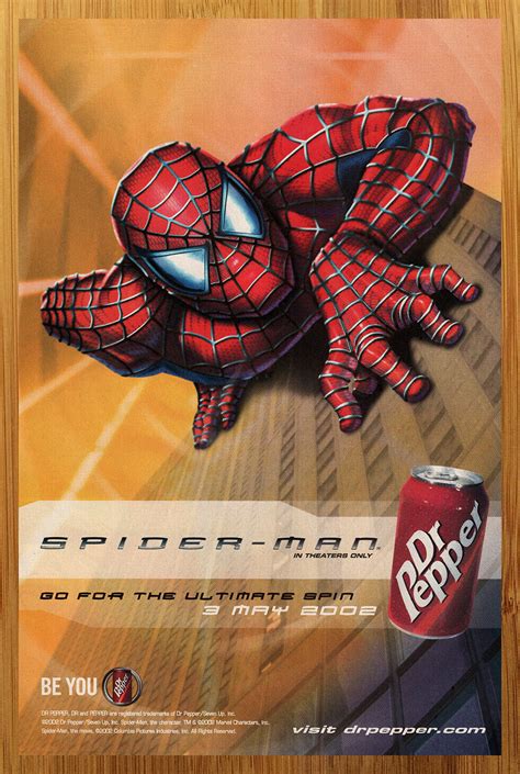 2002 Spider Man Movie Dr Pepper Promo Print Ad Poster Official Marvel