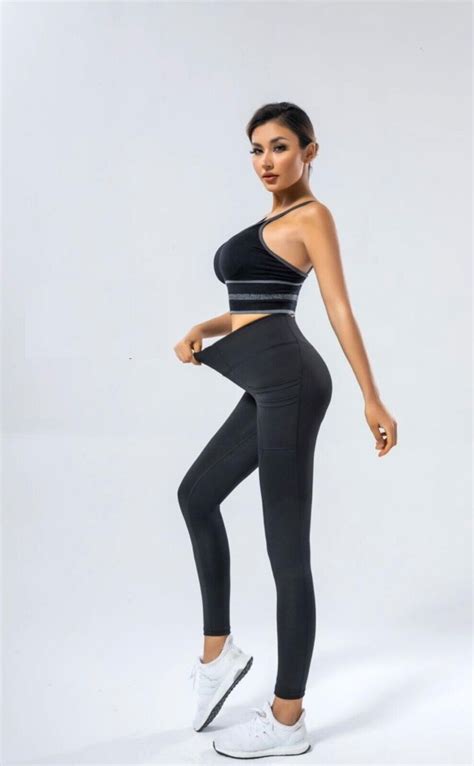 Damen Lang High Waist Push Up Leggings Sporthose Sportleggings Yogahose