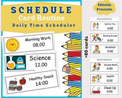 Editable Visual Classroom Schedule Cardskindergarten Preschool