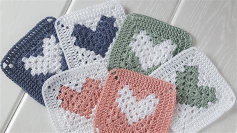 Бабушкин квадрат с сердцем. Вязание крючком. Crochet. Heart Granny ...