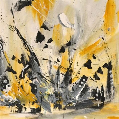 Peinture Abstraite Jaune Moutarde Gris Et Blanc