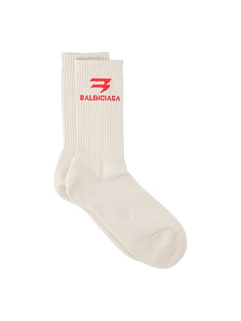 Balenciaga Logo Socks In Crema Modesens
