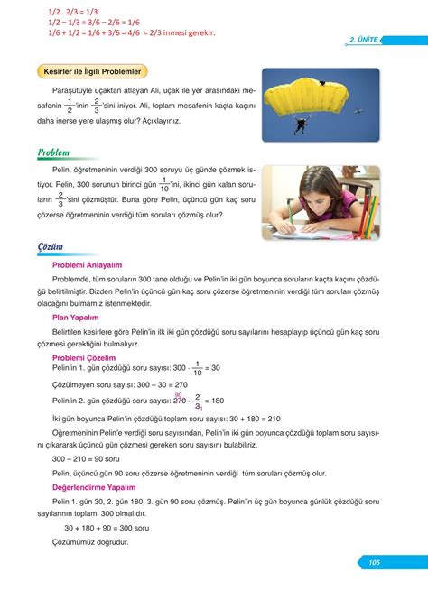 6 Sınıf Matematik Ders Kitabı Ata Yayıncılık Sayfa 105 Cevapları