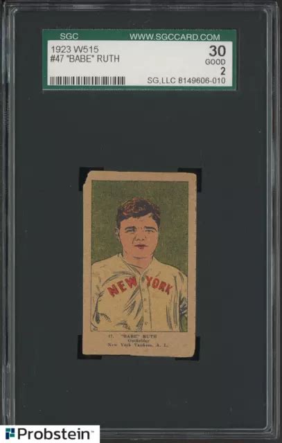 W Babe Ruth New York Yankees Hof Sgc Aspetto Pi Bello