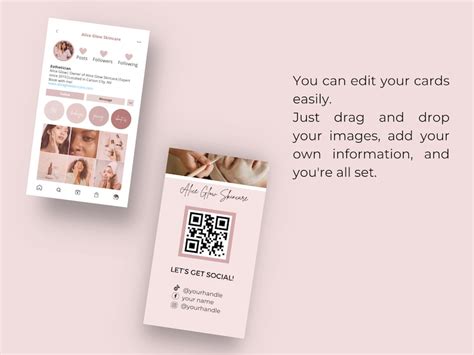 Instagram Business Cards Diy Canva Digital Business Card Esthetician