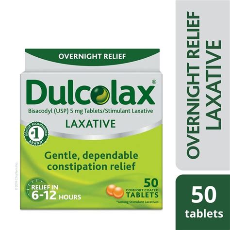 Dulcolax Laxative 5 Mg Overnight Relief Comfort Coated Tablets 50