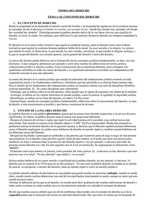 Teoría Apuntes Todo Teoria Del Derecho Tema 1 El Concepto Del