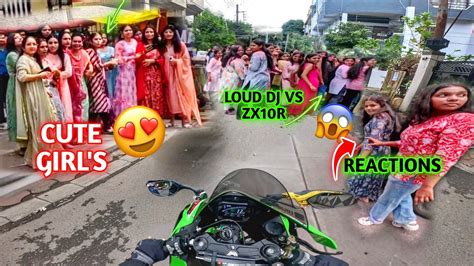 Loud Dj Vs Kawasaki Zx10r 😍 Crazy Reactions On Loud Superbikes Cute Girl Reaction On Zx10r🥰