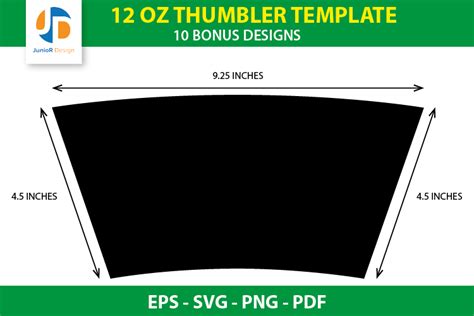 12oz Tumbler Wrap Template SVG Graphic by JunioR Design · Creative Fabrica