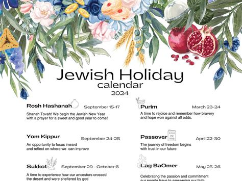 Jewish Holiday Calendar Hebrew Calendar Chanukah Hanukkah Gift