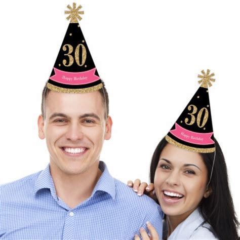 Big Dot Of Happiness Chic Th Birthday Pink Black Gold Cone Party Hats