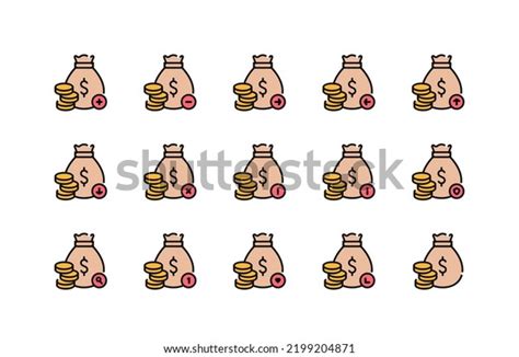 Lineal Color Money Bag Icons Editable Stock Vector Royalty Free