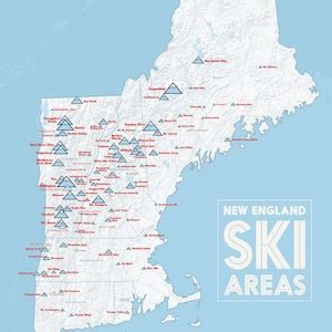 New England Ski Resorts Map 18x24 Poster - Etsy