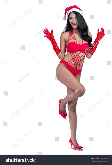 Sexy Asian Woman Red Bikini Posing库存照片699479269 Shutterstock