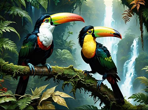 Rainforest Toucans Digital Art 06 63.0in X 47.0in 4704 X 3520 Pixels - Etsy