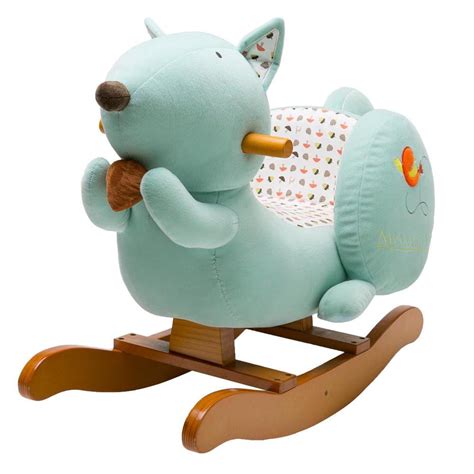 Labebe Child Rocking Horse Toy, Stuffed Animal Rocker Toy, Blue Squirrel Plush Rocker Toy for ...