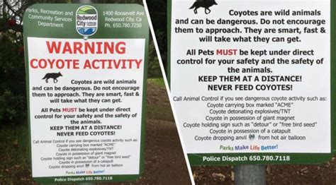 The Fine Print On This Coyote Warning Sign Will Crack You Up! - SHOUTS