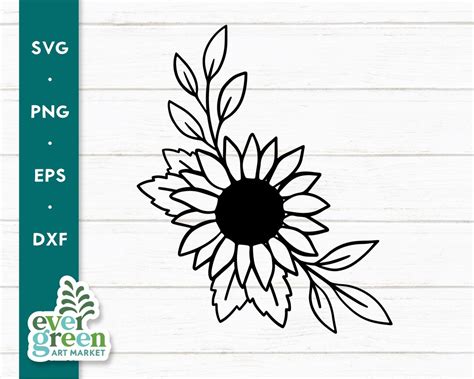 Sunflower Swag Svg, Sunflower Corner Svg, Floral Border Svg, Simple ...