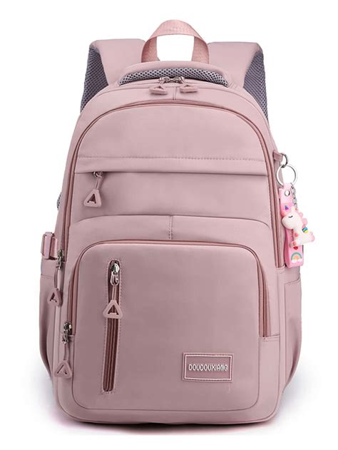 Letter Patch Decor Functional Backpack With Bag Charm Womens Backpack