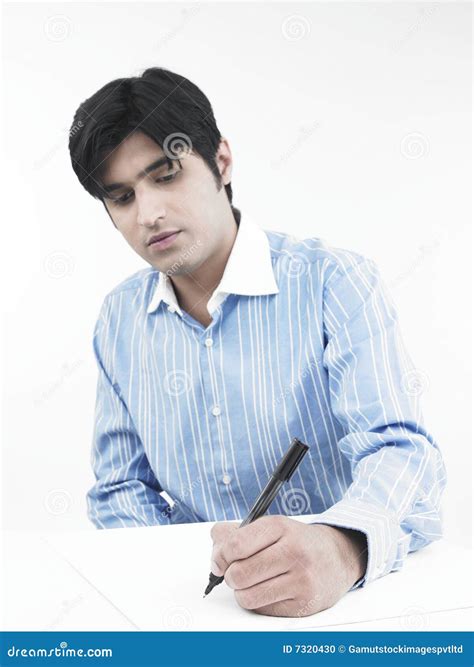 Man Writing In His Notepad Stock Photo Image Of Hand 7320430