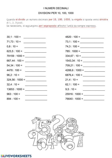 Divisioni Per Con I Numeri Decimali Worksheet Alphabet