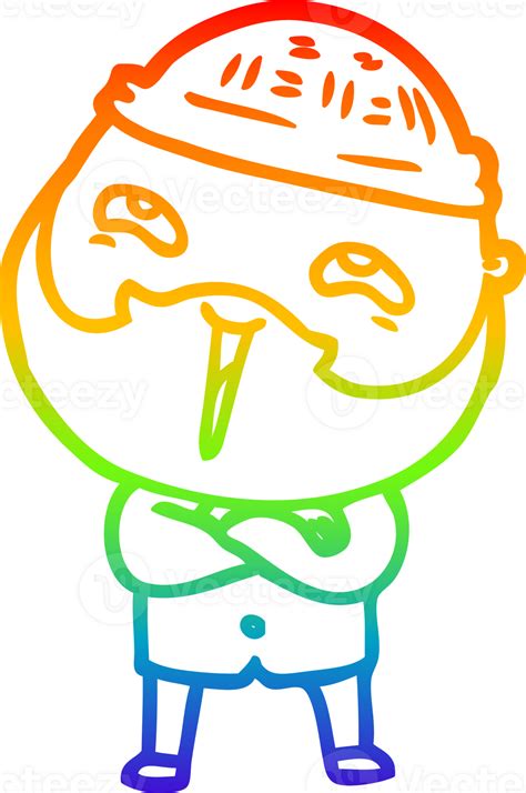 Rainbow Gradient Line Drawing Cartoon Happy Bearded Man 45273350 Png