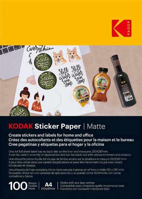 Kodak Sticker Paper Matte A4 100 Sheets