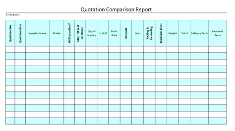 Quotation Comparison Sheet