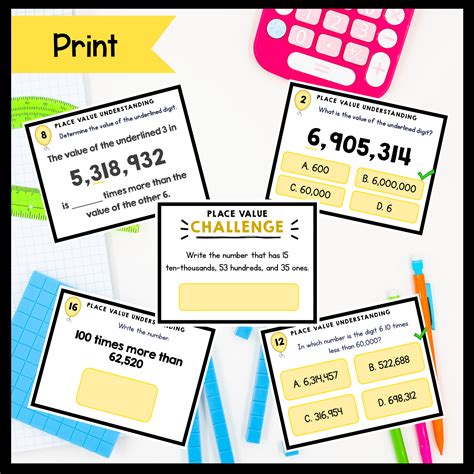 Place Value Understanding Th Grade Math Task Cards Nbt A