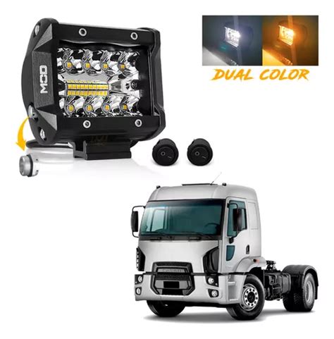 Farol Milha Led 60w Dual Color Universal Pickup Carro Moto