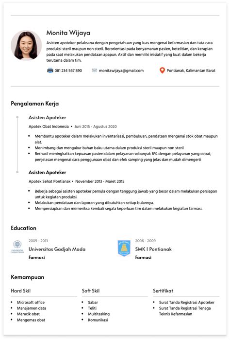 Contoh Cv Apoteker Lengkap Dengan Tips Cara Membuatnya Off