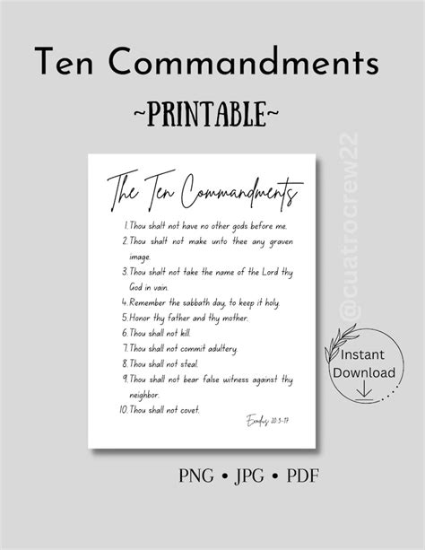 The Commandments Wall Art Exodus Christian Bible Verse