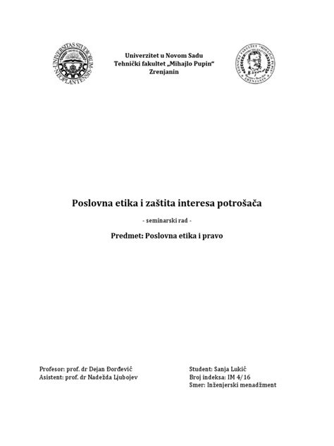 Poslovna Etika I Zastita Interesa Potrosaca 2 Pdf