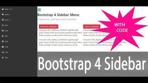 Bootstrap 4 Sidebar Menu With Submenu Responsive With Code 2018 Youtube