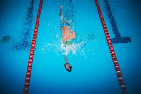 Nuotatore Freestyle In Una Tecnica Di Nuoto Praticante Nella Piscina