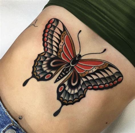 Trad butterfly tattoo | Traditional butterfly tattoo, Butterfly tattoo, Belly tattoos