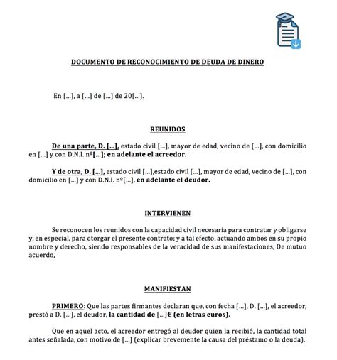 Modelo De Escrito De Reconocimiento De Deuda Actualizado