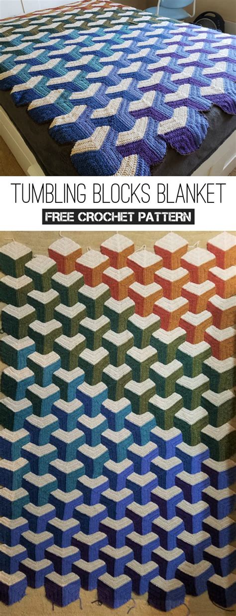 Tumbling Blocks Blanket Free Crochet Pattern