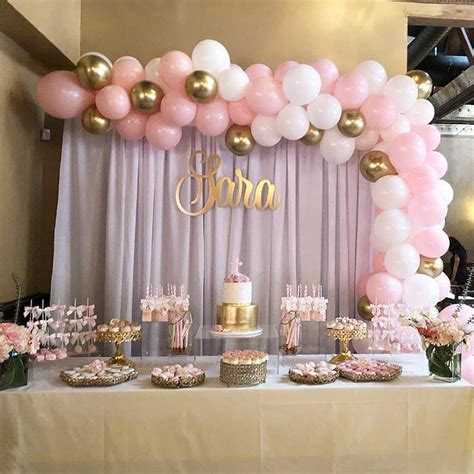 Baby Pink White And Gold Silver Balloon Garland Balloon Garland Kit