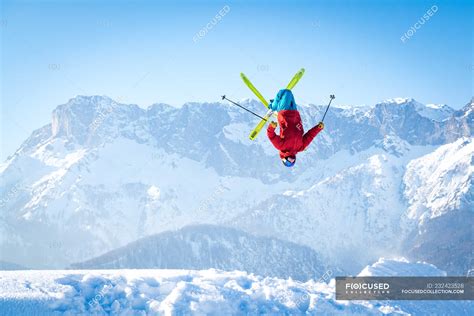 Man Performing A Backflip Ski Jump Salzburg Austria — Only Men