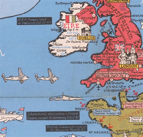 Old World War 2 Map 1942 By Stanley Turner Dated Events Ww2 Histo
