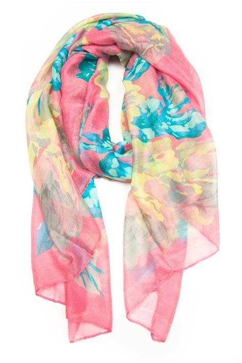 Pink Floral Scarf Pink Floral Scarf Floral Print Scarves Floral Scarf