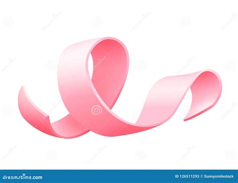 Realistic Pink Ribbon Isolated Over White Background Symbol Of Breast