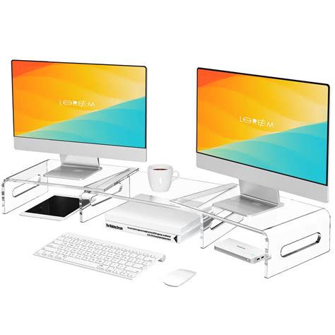 Electronikz Zimilar Dual Monitor Stand Riser Premium Clear Acrylic