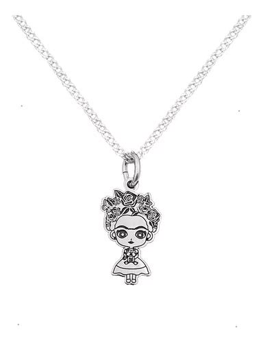 Dije Y Cadena Frida Kahlo Caricatura Plata Envio Gratis Meses Sin