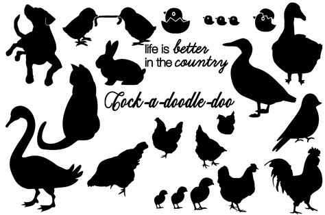 Farm And Animals Silhouettes Ai Eps Png 249899 Illustrations Design