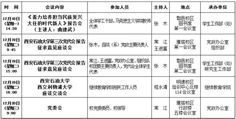 2023年12月18日至12月24日（第16周）会议安排 西安石油大学党委办公室 校长办公室